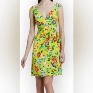 Kate Spade Yellow Floral Silk Wrap Dress Size 4
